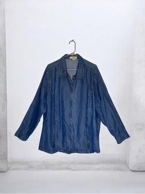 Women’s Relaxed Indigo Button-Front Denim Blouse Size 2X